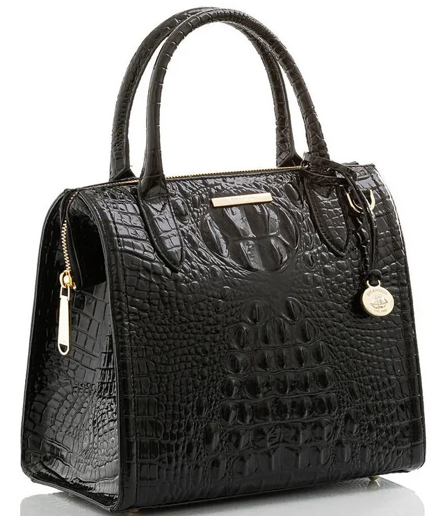 BRAHMIN Melbourne Collection Finley Leather Crocodile-Embossed Carryall  Satchel Tote Bag