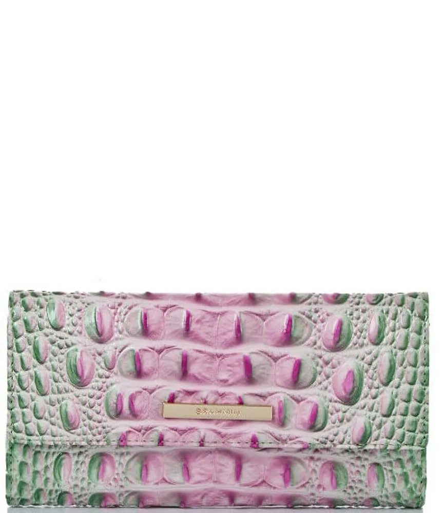 BRAHMIN Ombre Melbourne Collection Ivory Iguana Cordelia Wallet