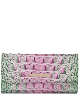 BRAHMIN Ombre Melbourne Collection Ivory Iguana Cordelia Wallet