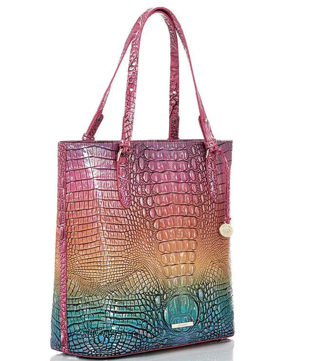 BRAHMIN Ombre Melbourne Collection Medium Asher Fruit Salad Leather Tote Bag