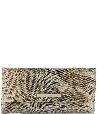 BRAHMIN Rockville Collection Veronica Ivory Iguana Envelope Wallet