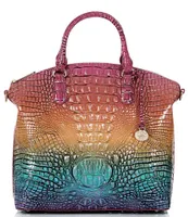 BRAHMIN Ombre Melbourne Collection Large Crocodile-Embossed Duxbury Satchel  Bag