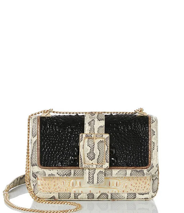 BRAHMIN Rockville Collection Hallie Ivory Iguana Satchel Bag