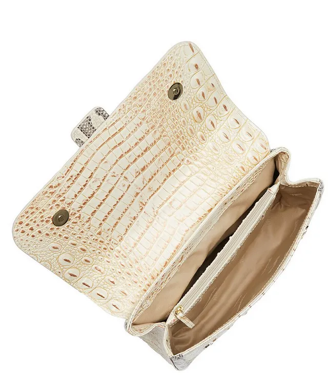 BRAHMIN Rockville Collection Hallie Ivory Iguana Satchel Bag