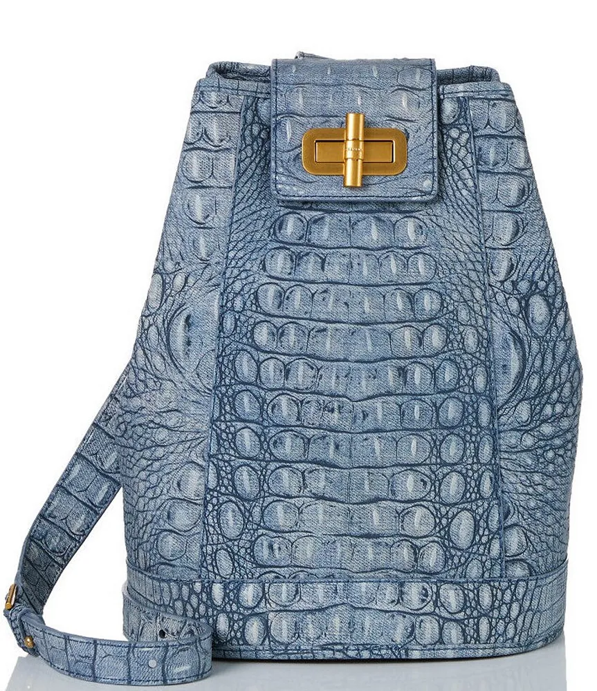 BRAHMIN Tetra Collection Large Duxbury Light Denim Leather Satchel