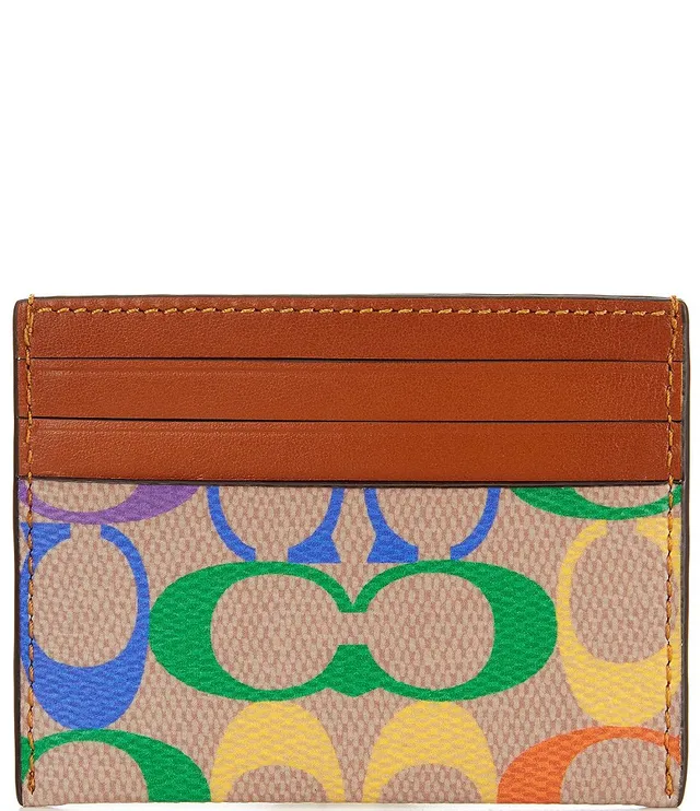 COACH Card Case Rainbow Signature Canvas Wallet