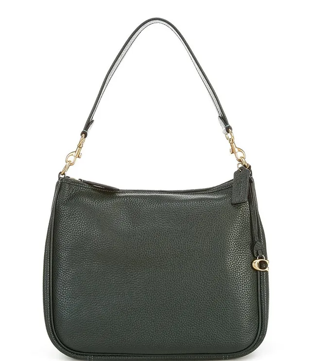 Coach Pebbled Leather Pouch Silver Tone Shoulder Bag - Green