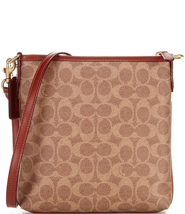 Coach Colorblock Signature Canvas Kitt Messenger Crossbody Bag, Tan Rust 