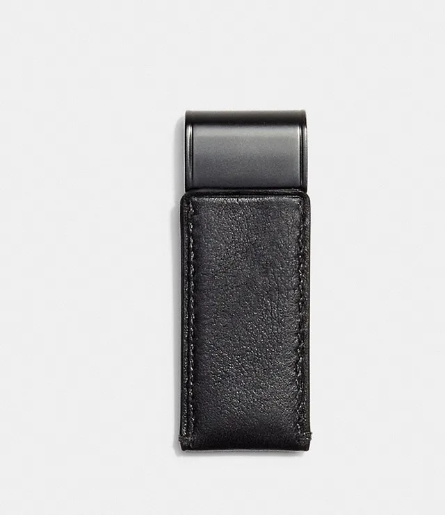 Coach Mens Money Clip Card Case in Sport Calf, Black