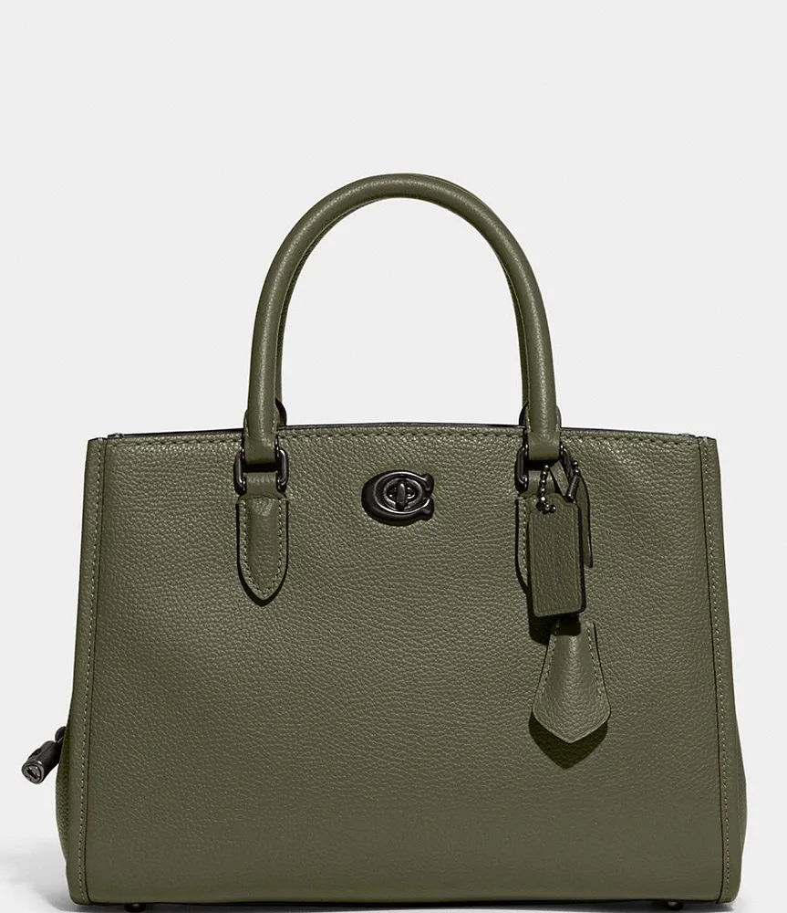 COACH Crossbody Pouch In Polished Pebble Leather in Green