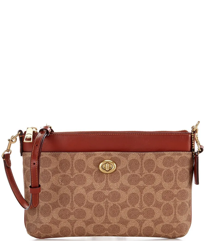 Coach Wyn Signature Logo Canvas Crossbody Bag - Tan Rust