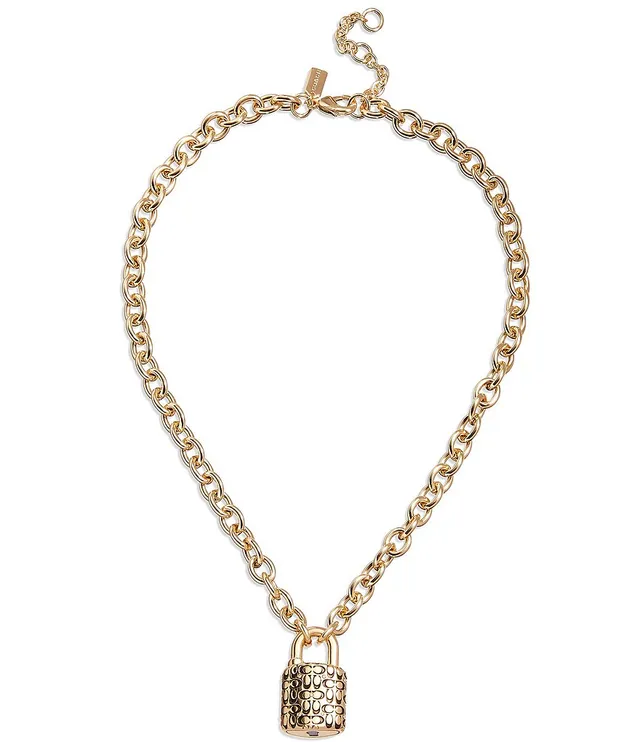 COACH Quilted Padlock Short Pendant Necklace