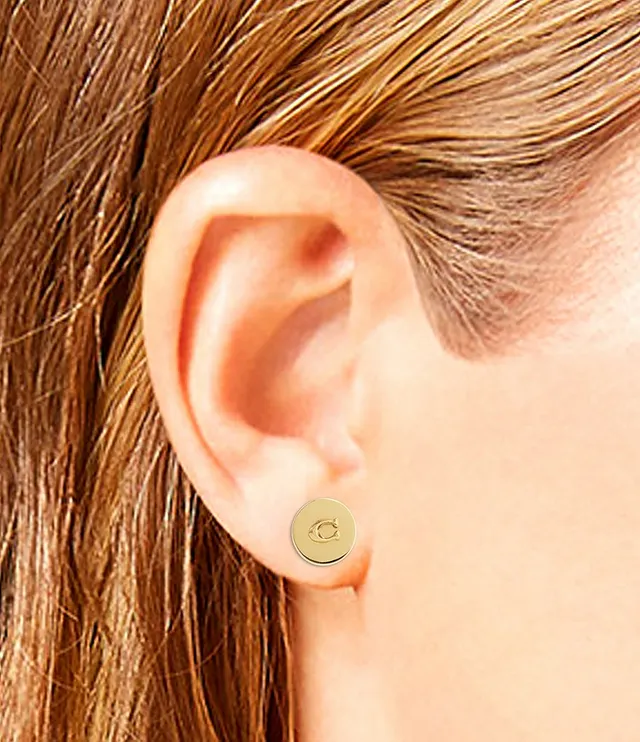 COACH Signature Logo Crystal Stud Earrings