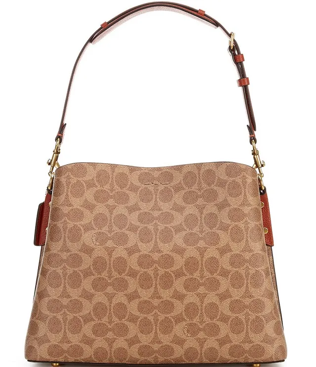 Coach Women's Coated Canvas Signature Willow Shoulder Bag Tan