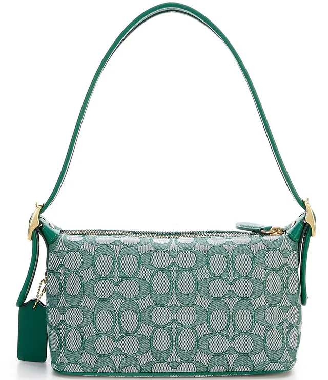 Coach Signature Logo Jacquard Demi Shoulder Bag - Lake