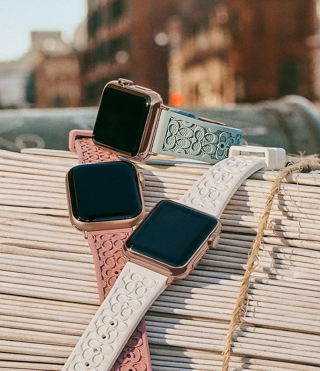 Coach Apple Watch Signature Blush Silicone Strap