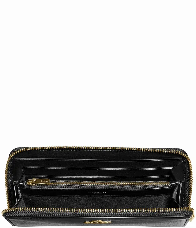 COACH Logo Slim Accordion Zip Leather Wallet