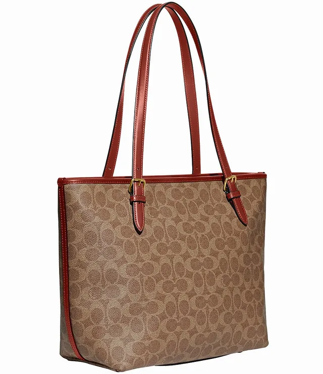 COACH Taylor Signature Logo Canvas Tote Bag