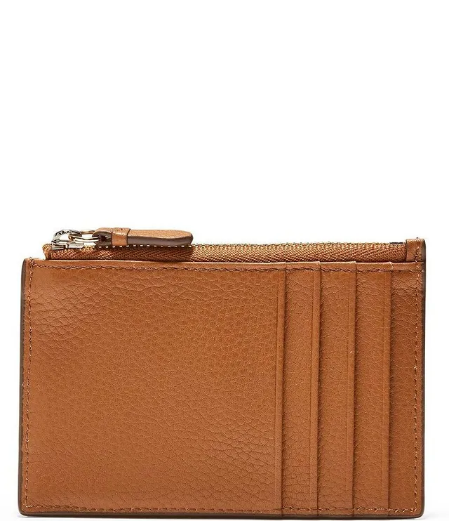 Cole Haan Top Zip Card Case British Tan