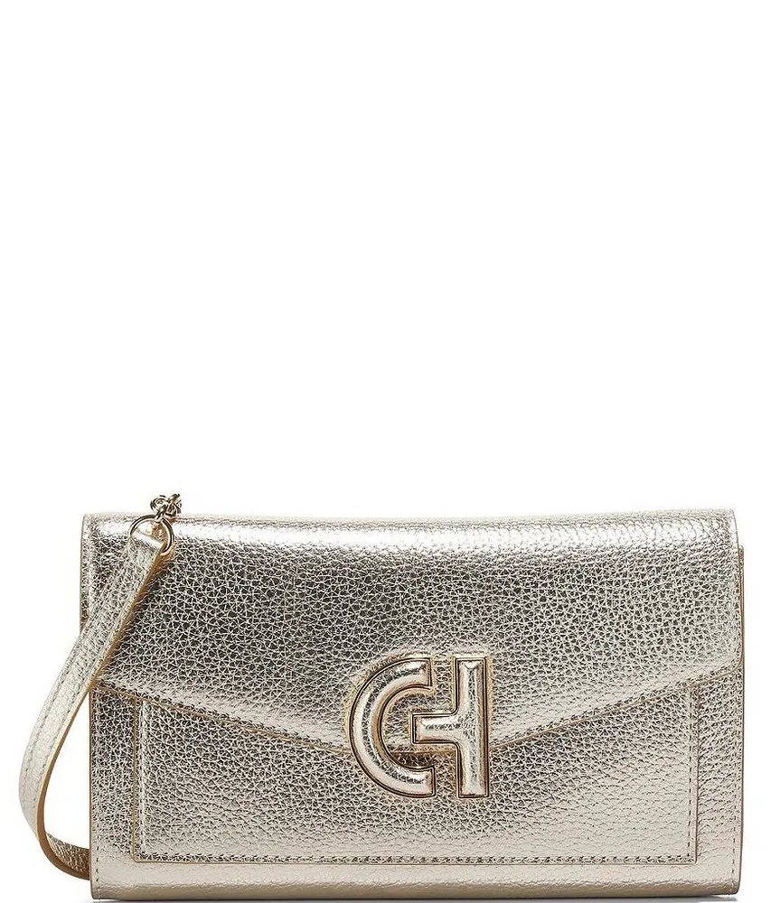 COACH Silver Metal Cary Pebble Leather Shoulder Crossbody Bag