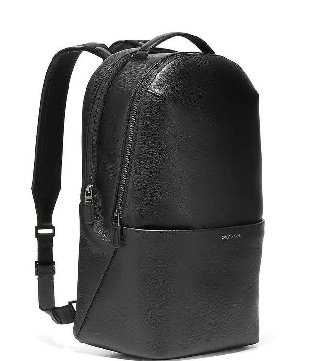 Unique Round Black Leather Backpack Bag - Black