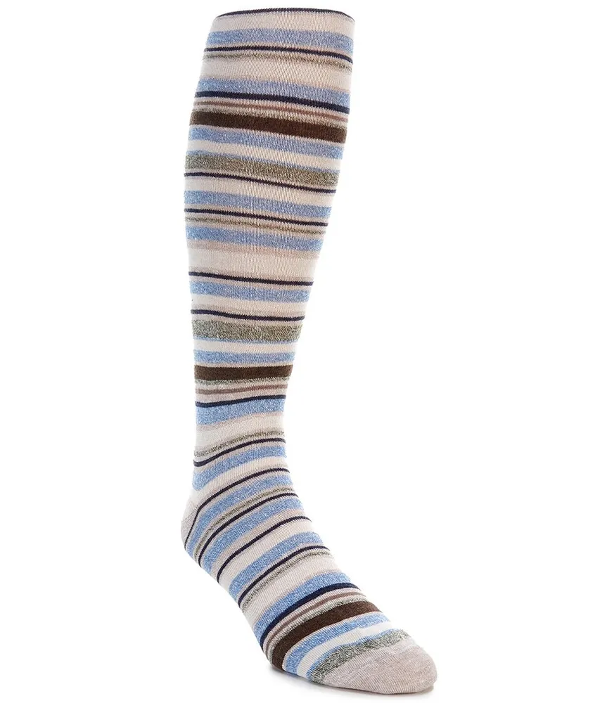 Johnston & Murphy Tan Stripe Pattern Crew Length Men's Socks