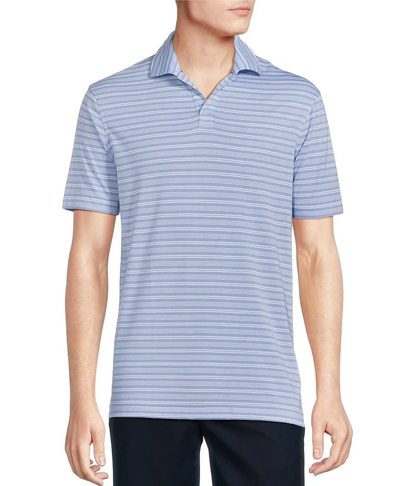 Cremieux Daniel Cremieux Signature Label Striped Cotton Linen Short Sleeve  Polo Shirt