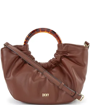 DKNY Elissa North South Graffiti Pebbled Leather Charm and Lock