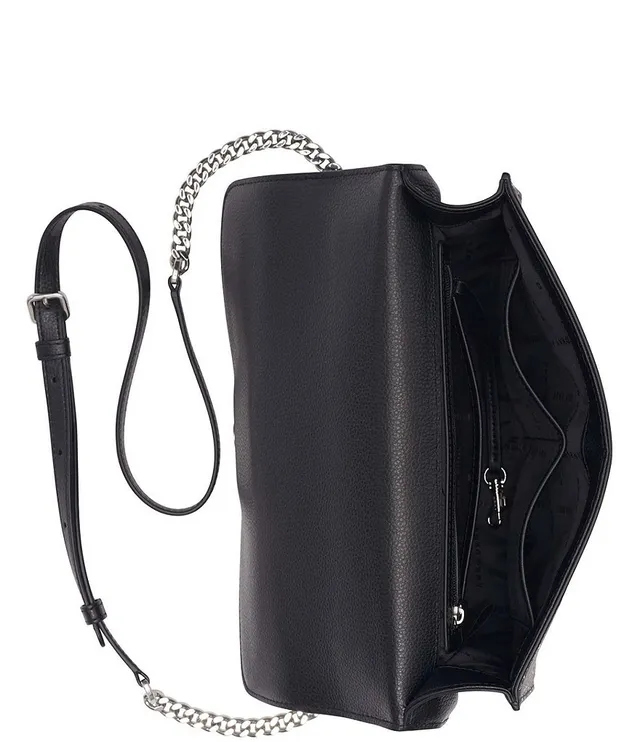 DKNY Elissa North South Graffiti Pebbled Leather Charm and Lock Crossbody  Bag