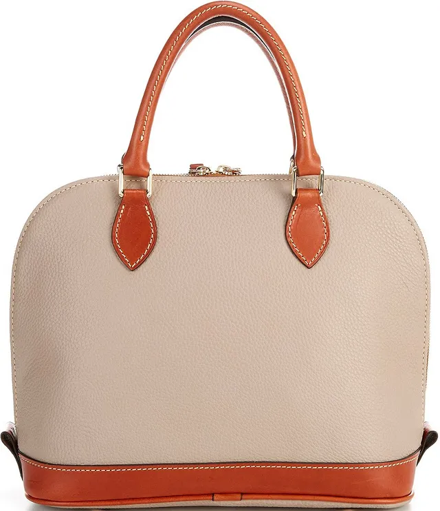 Dooney & Bourke Dooney and Bourke Ostrich Zip Satchel Caramel, Large