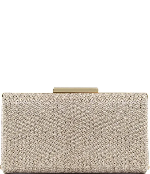 Ted Baker Gold Glitter Box Clutch Bag With Bow