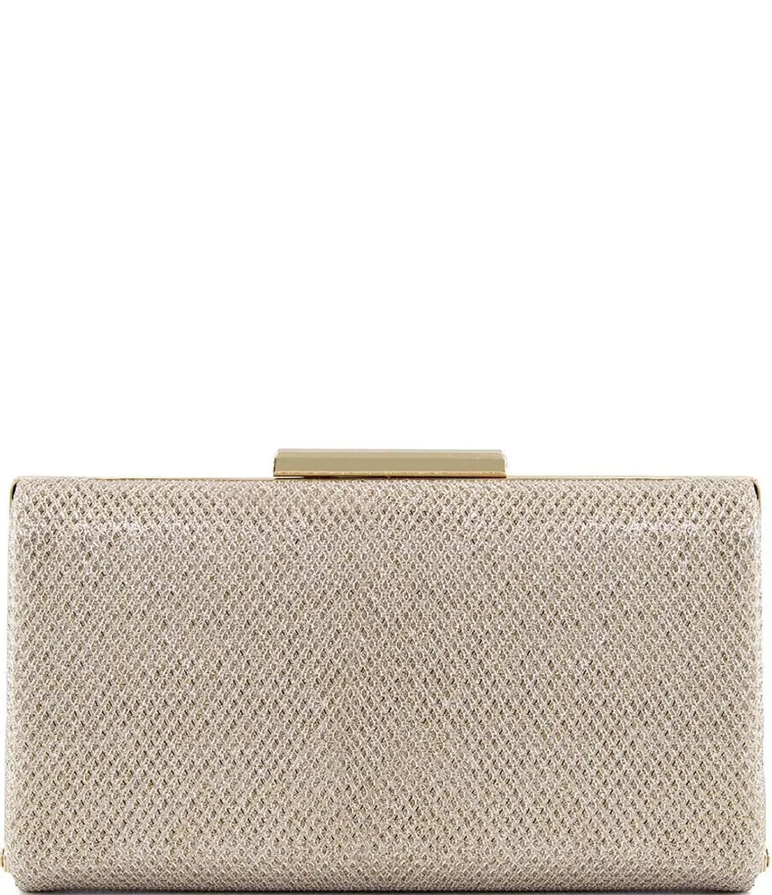 Ted Baker Gold Glitter Box Clutch Bag With Bow