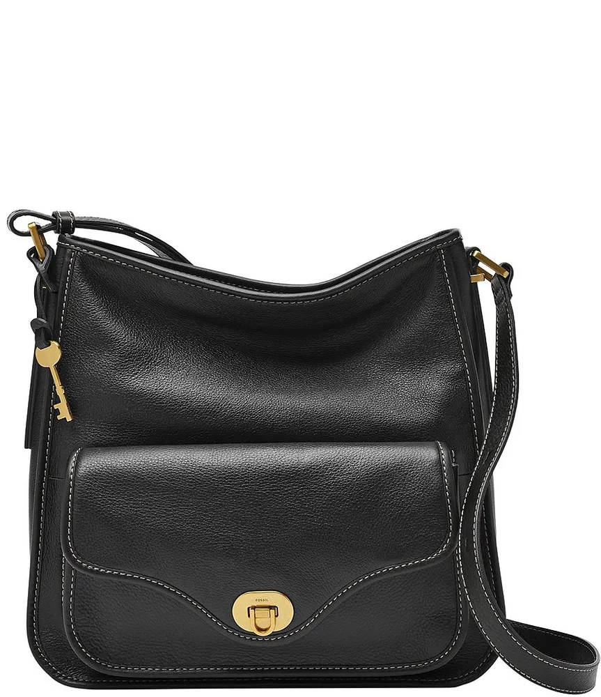  Fossil Women's Jolie Leather Hobo Purse Handbag, Black