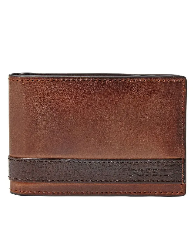 Fossil Men's Leather Bifold Wallet with Flip ID Window for Men