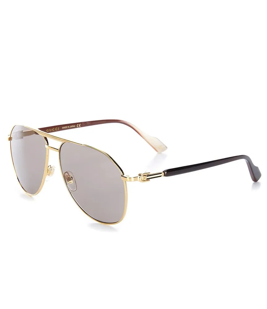 Gucci Men's 60mm Navigator Sunglasses Gold