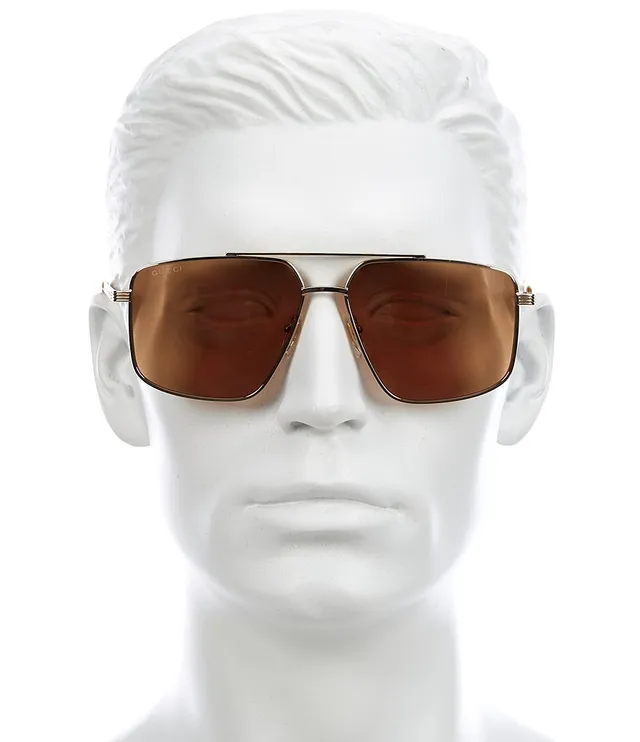 Gucci Men's 60mm Navigator Sunglasses Gold