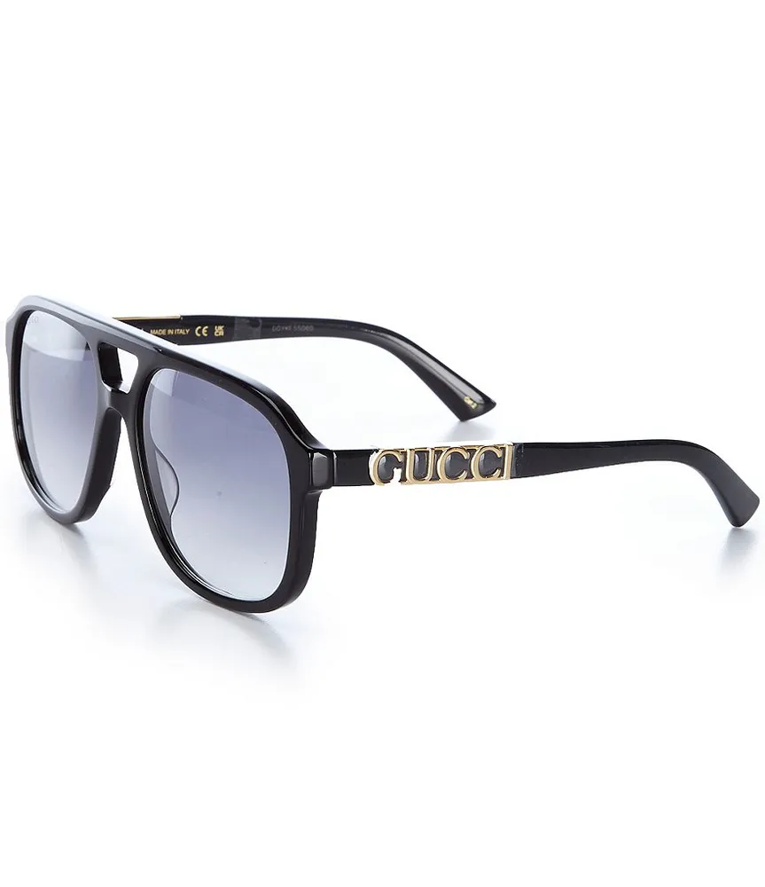 Gucci Men's 60mm Navigator Sunglasses Gold