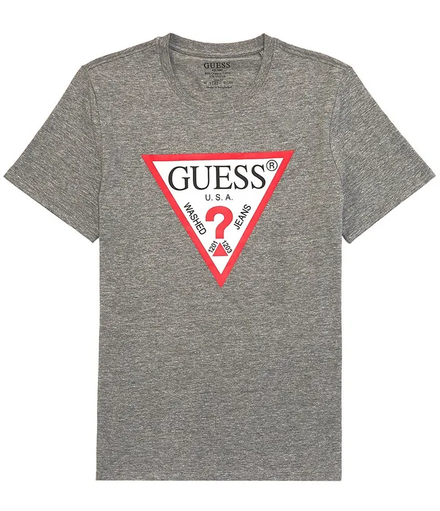 GUESS Men's Short Sleeves Burnt out Tile Print Crewneck T-shirt