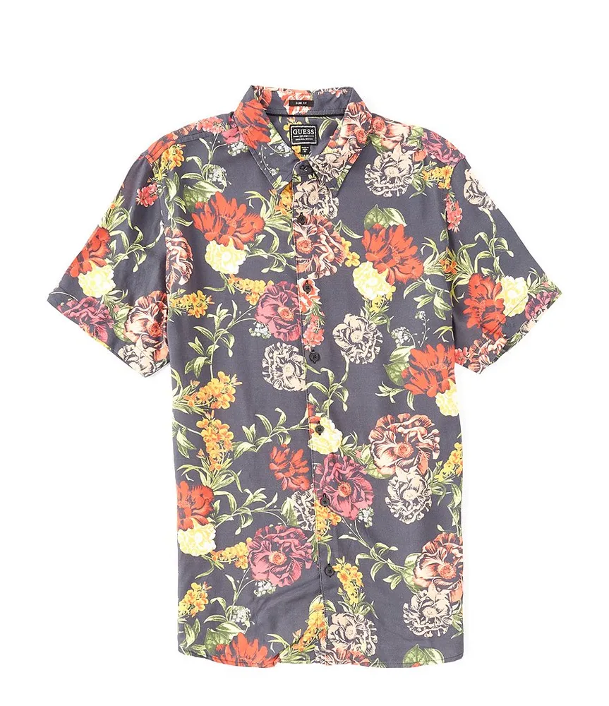 Guess Men's Short Sleeve Floral Watercolor T-Shirt