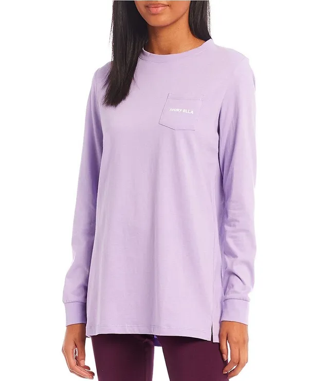 Ivory Ella Long-Sleeve Ombre Dip-Dye T-Shirt | Dillard's