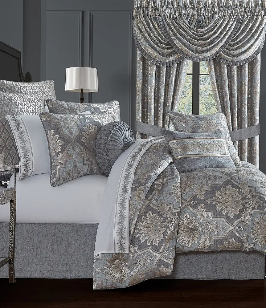 7-Piece White & Gold Stripe Embellished Comforter Set, Queen, Sold by at Home