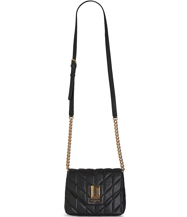 Karl Lagerfeld Paris Karolina Quilted Leather Crossbody Bag - Black/Gold