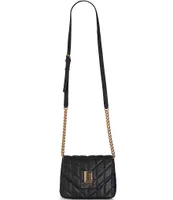 Karl Lagerfeld Paris Karolina Quilted Leather Crossbody Bag - Black/Gold