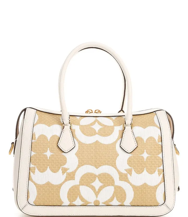 Spade Flower Monogram Raffia Gramercy Medium Satchel