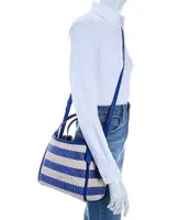 Knott Striped Straw Medium Crossbody Tote