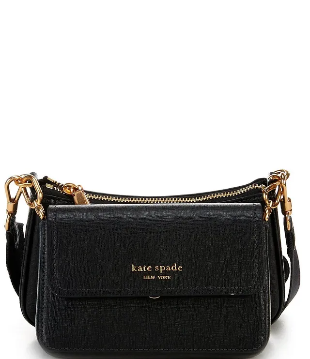 Kate Spade Morgan Double Zip Leather Dome Crossbody in Cafe 
