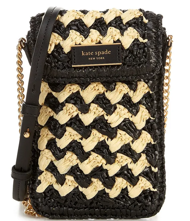 Steffie Embellished Straw North South Phone Crossbody