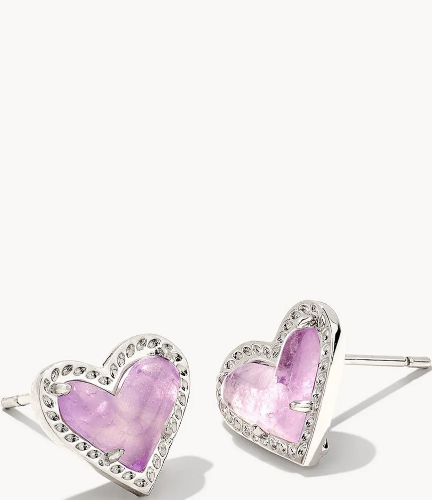 Ari Heart Rose Gold Stud Earrings in Pink Drusy