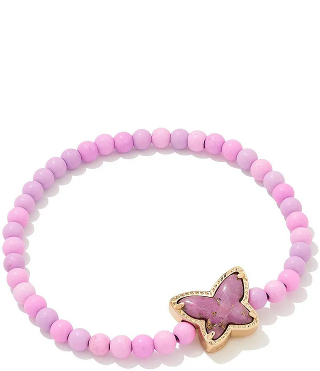 Lillia Butterfly Gold Delicate Bracelet in Pink Crystal