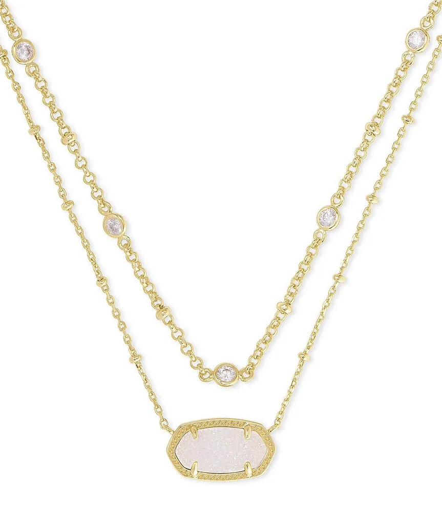 Elisa Gold Pendant Necklace in Pink Drusy, Kendra Scott, Kendra Scott